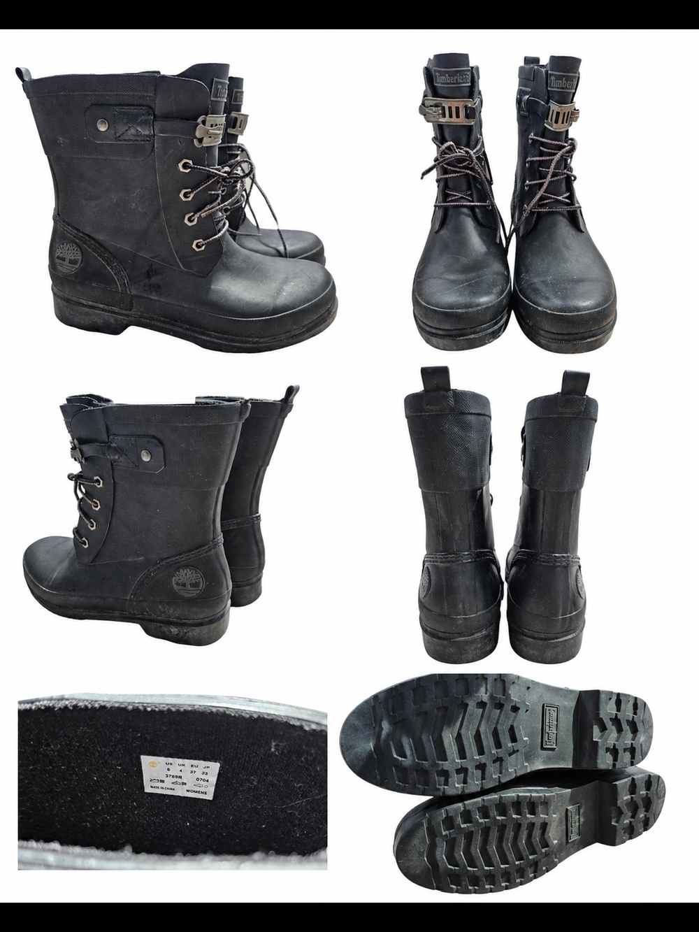 Timberland Black Lace-Up Rugged Outdoor Boots